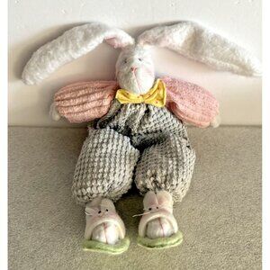 Ganz Vintage Chenille Boucle Easter Bunny Shelf Sitter 11" Rare NEW WITH TAGS